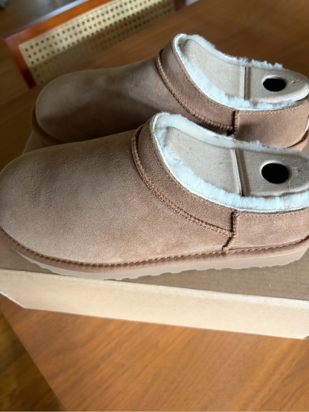 UGG Chestnut Suede Slip-On Slippers - Picture 2 of 10